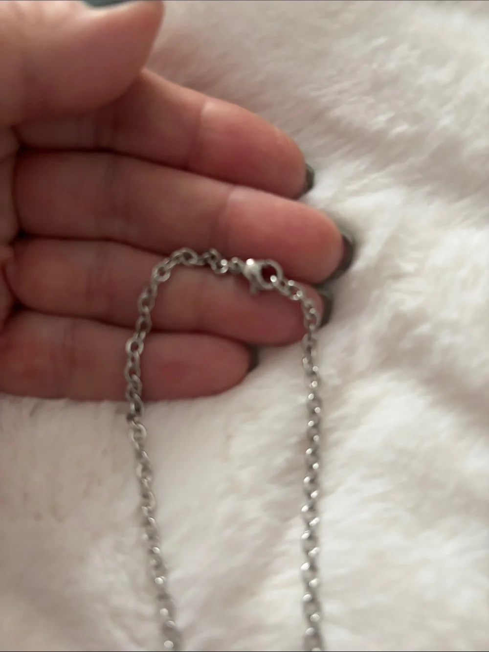Silver Necklace with Dark Blue Oval Pendant